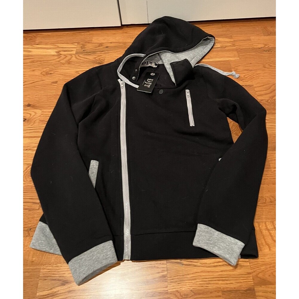 DJT Fashions Women's Size Large 2-Tone Black/Gray Hoodie / Zip Front Sweatshirt